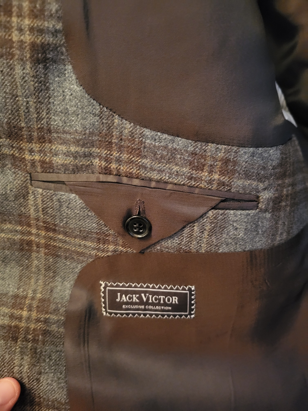 Jack Victor Men's Blue & Brown Plaid Sport Coat - Picture 7 of 7